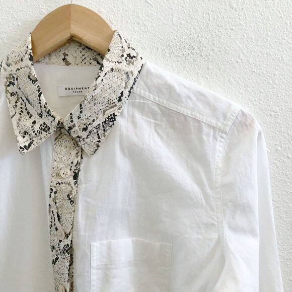 EQUIPMENT Contrast Snake Print Collared Shirt Small Size - Picture 5 of 9